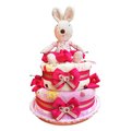 娃娃屋樂園~法國兔雙層毛毯尿布蛋糕-桃紅色 每組2299元/生日蛋糕/彌月禮滿月禮