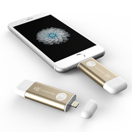 【亞果元素】iKlips iOS系統專用USB 3.0極速多媒體行動碟 32GB 金色