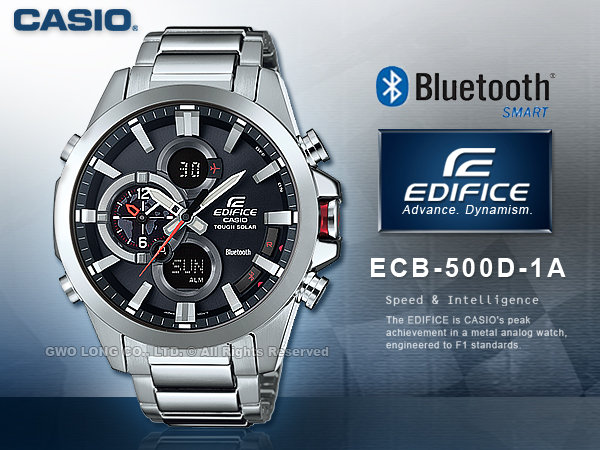 CASIO手錶專賣店卡西歐EDIFICE ERA-500DB-1A男錶黑框三眼計時溫度