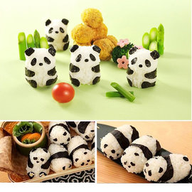3D立體熊貓海苔飯模 飯糰模具三件組/DIY便當飯/壽司飯糰壓花造型/吐司模/餅乾模/壓模/野餐