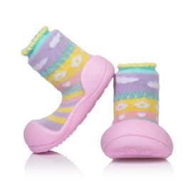韓國 Attipas 快樂腳襪型學步鞋-紅粉雲朵