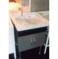 【衛浴先生】陶瓷洗衣槽+浴櫃 D56 x W62 (白鐵製櫃體)+陶瓷把手冷水栓