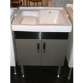 【衛浴先生】62CM陶瓷洗衣槽P-301+不鏽鋼面浴櫃P-302+鋁腳柱 62*56*H80CM
