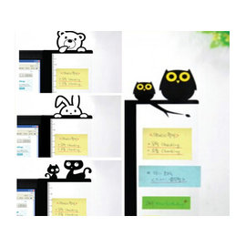 BO雜貨【SV6138】創意文具 可愛卡通電腦側邊留言板 螢幕便利貼 備忘便利貼板