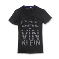 美國百分百【Calvin Klein】T恤 V領 短袖 T-shirt 短T 黑色 男 logo 上衣 XL號 F523