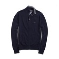 美國百分百【全新真品】Tommy Hilfiger 外套 TH 針織衫 線衫 長袖 深藍 素面 立領 男 S號 F492