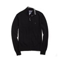 美國百分百【全新真品】Tommy Hilfiger 外套 TH 針織衫 線衫 長袖 黑色 素面 立領 男 S號 F492