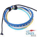 《戴尚生活》藍色鉚釘皮質多彩繩手工編織手環手鏈(配件)