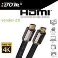 iBOM．HDMI線 HDMI 2.0 Cable 高階影音多媒體線材 4K2K/3D/PS4/XBOX/藍光 2M 扁線 亮面鐵灰