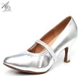 30509-Afa安法 國標舞鞋 女摩登 銀色羊皮 附贈特製鑲鑽束帶