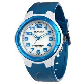 AQ71A-DE 捷卡 JAGA 指針錶 白面 亮藍橡膠 33mm 女錶 小錶 童錶 時間玩家