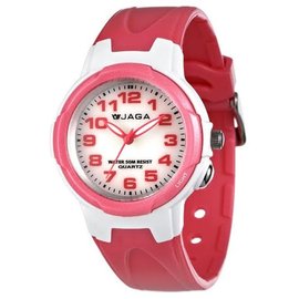 AQ71A-DG 捷卡 JAGA 指針錶 白面 粉紅橡膠 33mm 女錶 小錶 童錶 時間玩家