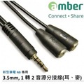 【amber】3.5mm 耳機+麥克風1轉2音源分接線/音源線(JGWT1480)-光華新天地