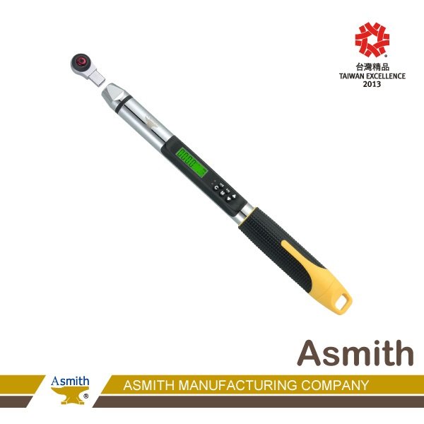 【Asmith(鐵匠牌)】20~135Nm(三分頭,插槽9*12mm)，換頭型-數位扭力扳手WI-135-2，電子式(數顯)扭力板手