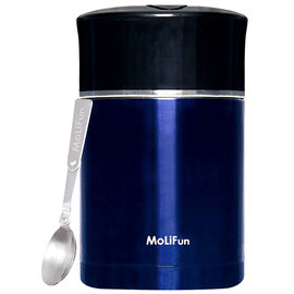 MoliFun魔力坊 不鏽鋼真空專利附內碗保鮮保溫悶燒罐/便當盒1800ml-皇家藍(MF1800B)