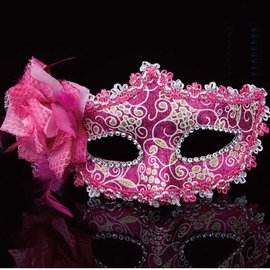 5Cgo【代購七天交貨】39699657896 聖誕節面具舞會派對側邊花朵威尼斯公主面具高檔玫瑰面具女cosplay面具5個