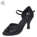 80203-Afa安法 國標舞鞋 女 拉丁鞋 黑緞 雙結