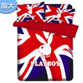 【PLAYBOY】倫敦時尚法蘭絨加大床包被套四件組(B0607-BL)