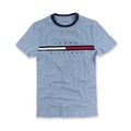 美國百分百【Tommy Hilfiger】T恤 TH 男 Logo 圖案 短袖 素面 T-Shirt 藍灰 XS號 A794