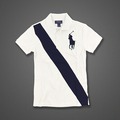 美國百分百【Ralph Lauren】Polo衫 RL 短袖 Polo 大馬 深藍 白 斜線 條紋 XS S號 F129