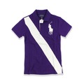 美國百分百【Ralph Lauren】Polo衫 RL 短袖 Polo 大馬 紫色 斜線 彩帶 條紋 女 男 XXS XS S號 F129