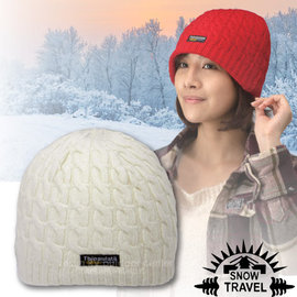 台灣製【SNOW TRAVEL】3M Thinsulate 頂級素面麻花彈性保暖羊毛帽(雙層款_可遮耳_適零下20度)透氣防風禦寒.登山滑雪毛線帽_AR-18D 象牙白