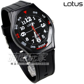 Lotus 時尚錶 簡單數字腕錶 男錶 橡膠錶帶 TP2092M1-01黑色