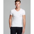 美國百分百【全新真品】Emporio Armani T恤 V領 短袖 logo T-shirt EA 素面 白 XS號 F836