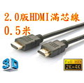 正19+1 認證線 0.5米 HDMI線 2.0版 支援3D 4K2K 19芯 滿芯線 50公分 50cm 0.5m 0.5公尺