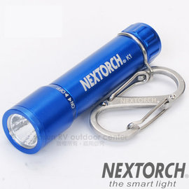 【NEXTORCH】K1高亮度戰術型 CREE Q4 LED 鑰匙圈迷你手電筒(40流明.14g.附可外掛8字扣)_304不鏽鋼+6061-T6航太鋁合金/K1 藍