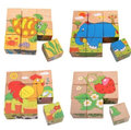 水果蔬菜 卡通 拼圖 兒童益智 木質 立體拼圖 拼板 交通動物 六面畫積木