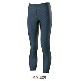 [陽光樂活] MIZUNO 美津濃 女路跑緊身褲 束褲 黑灰 格紋 J2TB573299