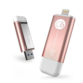 【亞果元素】iKlips iOS系統專用USB 3.0極速多媒體行動碟 32GB 玫瑰金