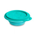 【加拿大Marcus &amp; Marcus】動物樂園矽膠摺疊碗/餐碗-大象(淺藍碗蓋/綠碗)