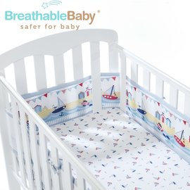英國 BreathableBaby 透氣嬰兒床圍 全包型 (18431海洋帆船款)