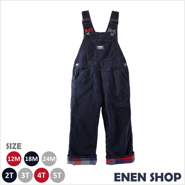 『Enen Shop』@OshKosh 格紋厚棉燈芯絨款吊帶褲｜12M/18M/2T/3T/4T/5T 推薦款