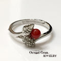 【Ocean Gem】海洋之心 天然紅珊瑚圓珠造型戒指 634164