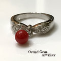 【Ocean Gem】海洋之心 天然紅珊瑚圓珠造型戒指 624174