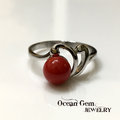 【Ocean Gem】海洋之心 天然紅珊瑚圓珠造型戒指 624182