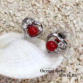 【Ocean Gem】海洋之心 天然紅珊瑚圓珠造型耳針 534027