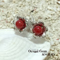 【Ocean Gem】海洋之心 天然紅珊瑚圓珠造型耳針 534136