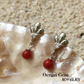 【Ocean Gem】海洋之心 天然紅珊瑚圓珠造型耳針 534115