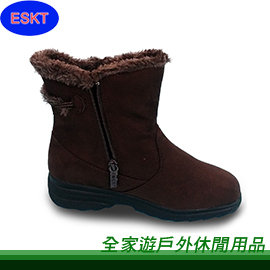【全家遊戶外】㊣ ESKT 開泰 台灣 女款雪靴 咖啡色 SN205-brown 41/雪鞋 防滑 釘爪 保暖 刷毛