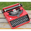 zakka雜貨 手工鐵製鐵件工藝品 鐵皮金屬模型 復古經典紅色打字機模型 懷舊辦公室文藝商品 電影拍攝道具 風格裝飾佈置