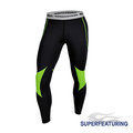 【SUPERFEATURING】專業跑步 三鐵 Hicolor運動壓縮緊身褲 亮綠
