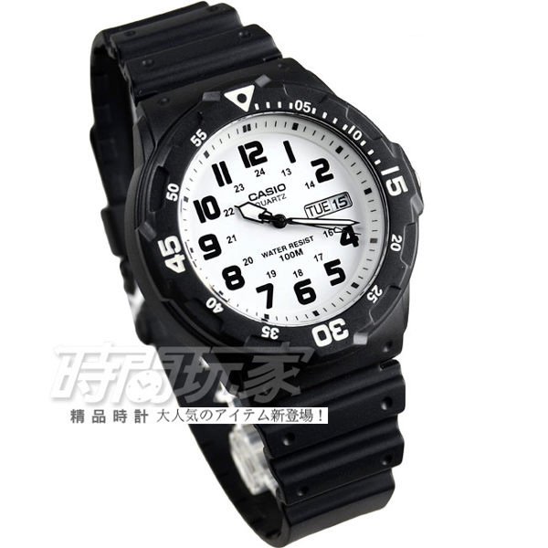 CASIO卡西歐 潛水風尚DIVERLOOK運動錶 橡膠錶帶 黑X白面 男錶 MRW-200H-7B MRW-200H-7BVDF