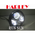 ●○RUN SUN 車燈,車材○● 全新 通用型 哈雷 HARLEY 七吋 LED 黑框 魚眼 大燈 ANGLE 天使型