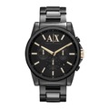 美國百分百【Armani Exchange】配件 AX 手錶 腕錶 大表面 三眼 計時 阿曼尼 不鏽鋼 黑色 F997