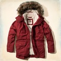 美國百分百【Hollister Co.】風衣 外套 大衣 HCO 鋪厚棉 皮草連帽 夾克 海鷗 S、M、L、XL號 暗紅 G250