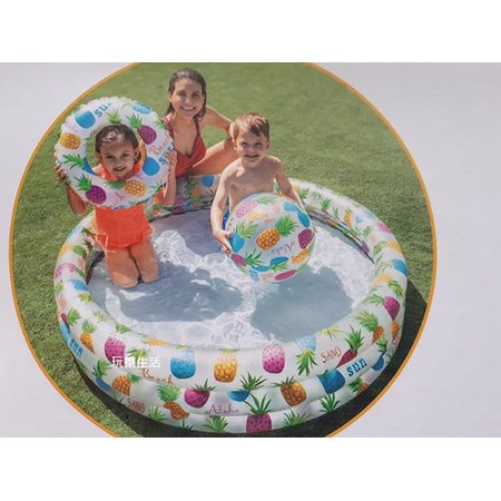 玩樂生活 美國INTEX 59469 鳳梨三件式充氣游泳池 兒童戲水池 幼兒夏天玩水池 嬰兒遊戲球池